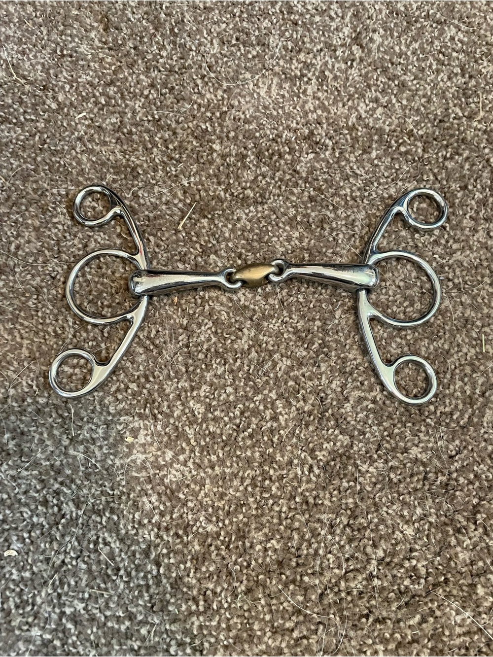 Horse Snaffle Bit with Shanks - Silver and Brass